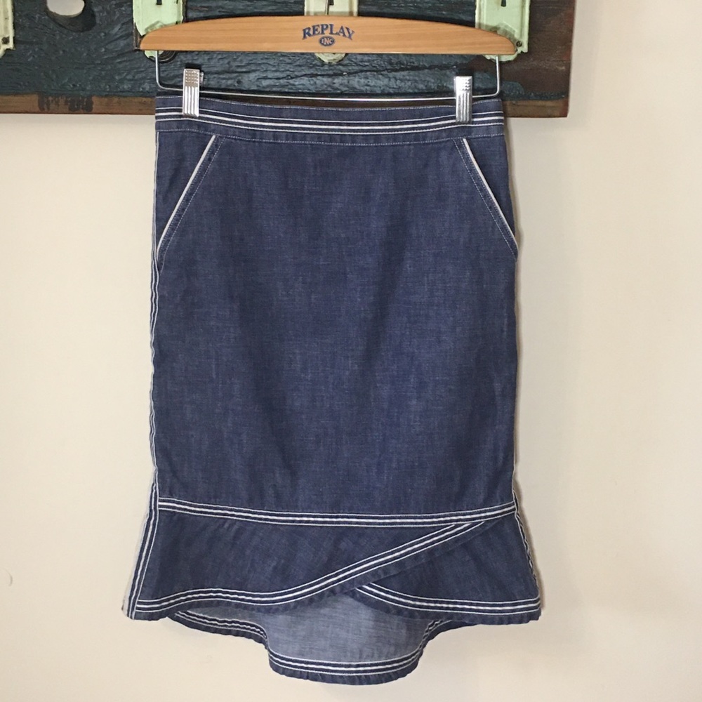 Vintage Marc Jacobs Denim Tulip Pencil Skirt Size 2